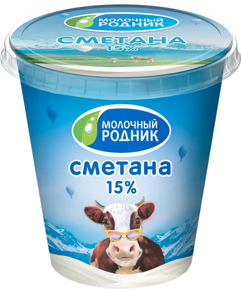 Сметана  молочный Родник 15% 300г МСт