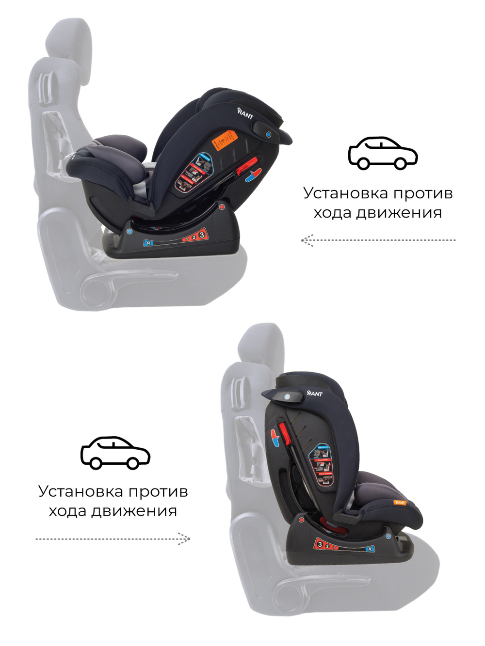Автокресло Rant AY913 "MATRIX" Safety Line (Lunar Black) группа 0+-1-2-3  (0-36 кг)