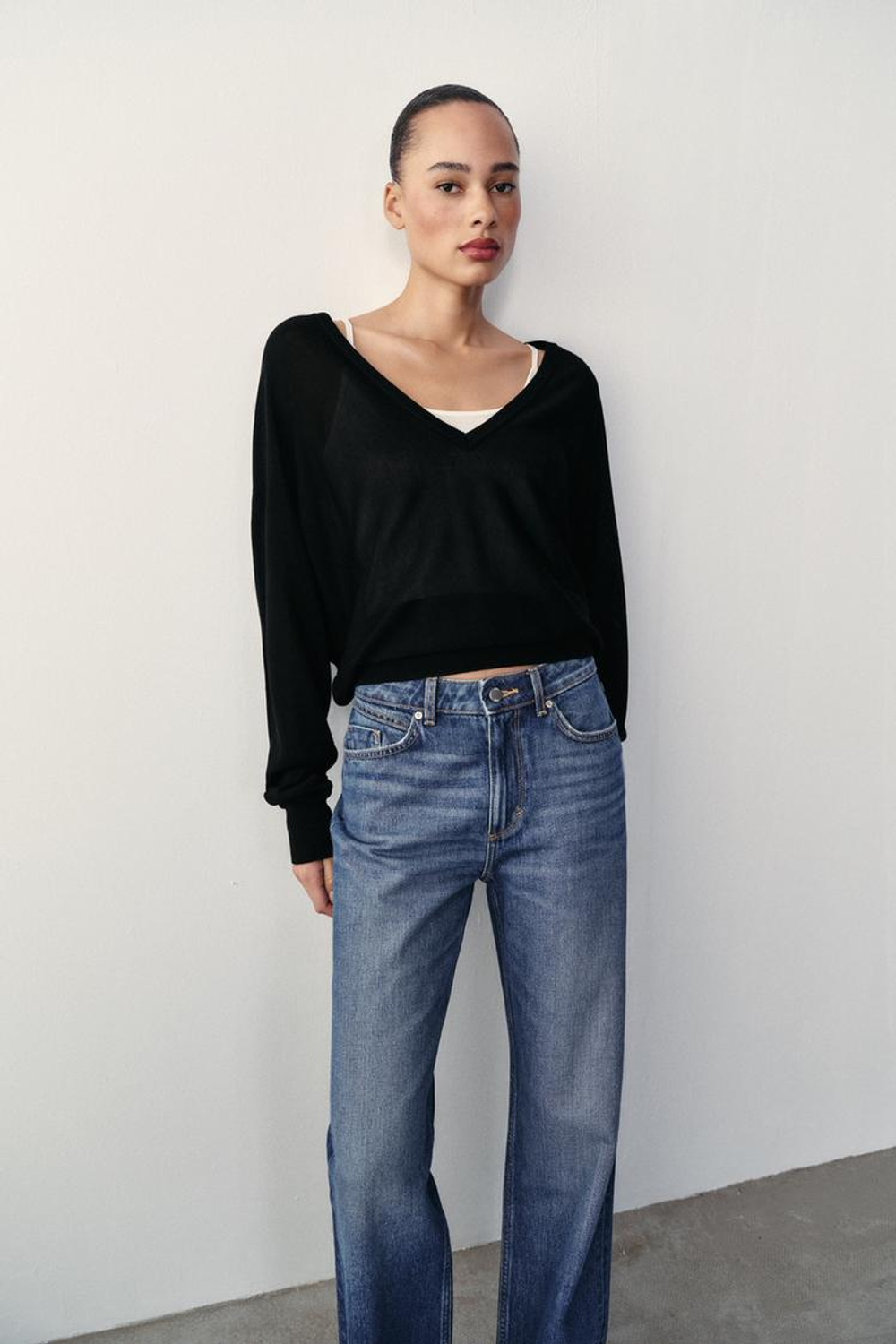 ZARA ДЖИНСЫ Z1975 REGULAR FIT LONG LENGTH С ВЫСОКОЙ ПОСАДКОЙ, СИНИЙ