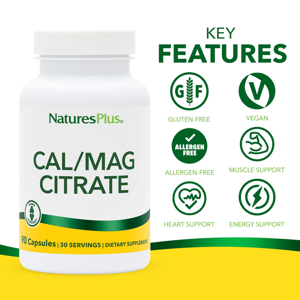 NaturesPlus, цитрат кальция и магния, 90 капсул