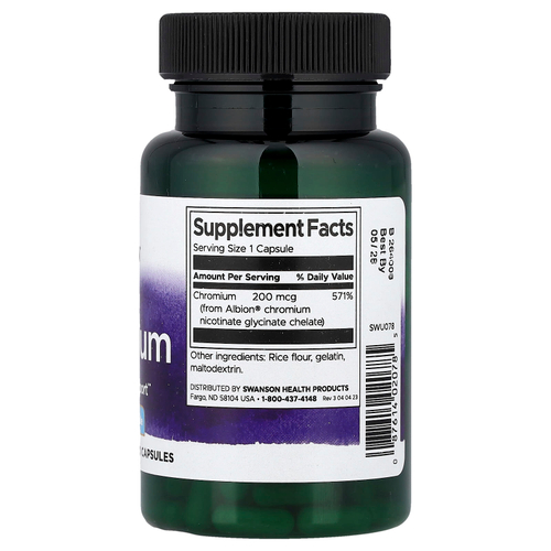 Swanson Vitamins, Albion®, хром, 200 мкг, 180 капсул