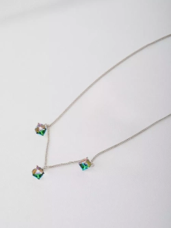 Колье Миражи с зелеными кристаллами-хамелеонами Swarovski