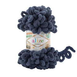 Пуффи (Puffy) пряжа Alize 100%микрополиэстер 5х100г/9,2 м 900 темно-джинсовый