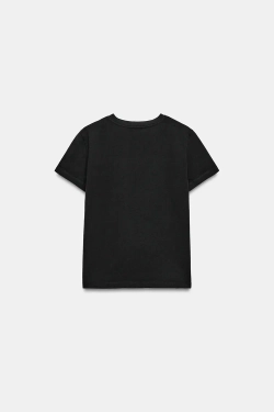 ZARA ФУТБОЛКА С НАДПИСЬЮ, ЧЕРНЫЙ