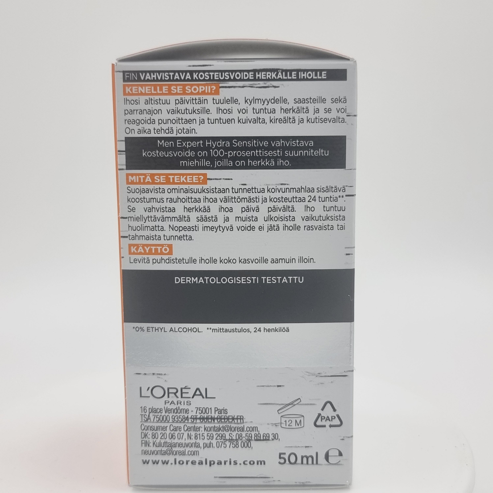 Увлажняющий крем для мужчин L'Oral Men Expert Hydra Sensitive для чувствительной кожи 50 мл (Франция)