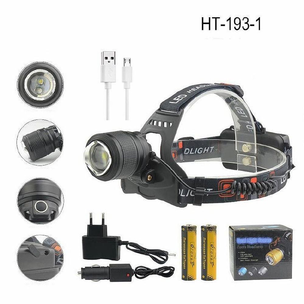 Фонарь налобный LED HT-193-3