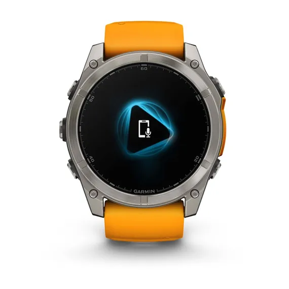 Fenix 8 - 51 мм, AMOLED, Sapphire, Titanium (светло-серый, оранжевый силиконовый ремешок)