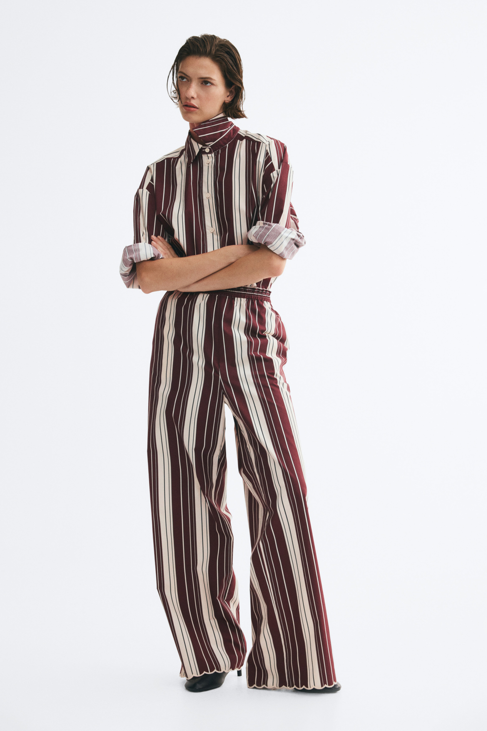 Хлопковые брюки с фестонами - H&M