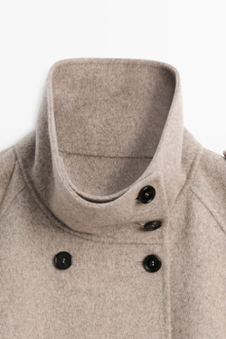 Massimo Dutti Укороченное пальто с пуговицами, коричневый