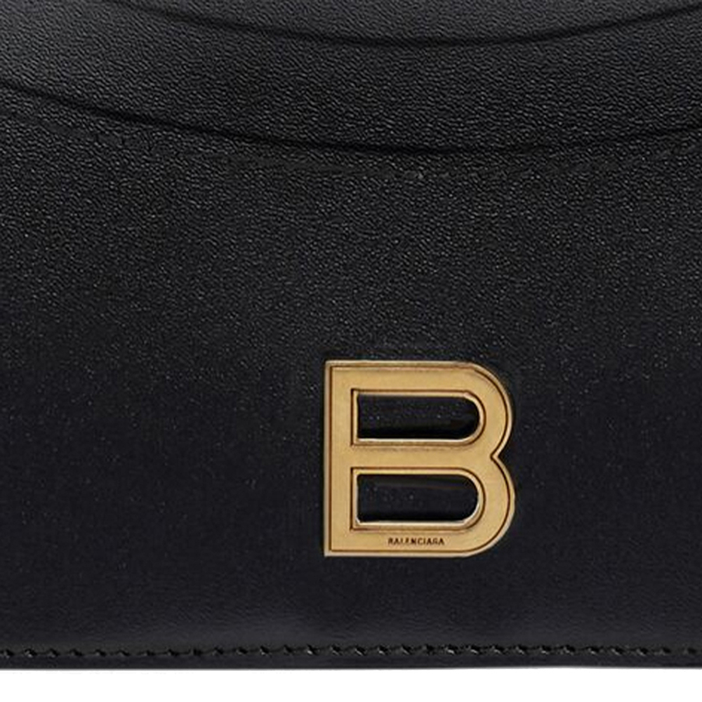 Balenciaga Hourglass Cow Leather Card Holder Card Holder Women"s Black
