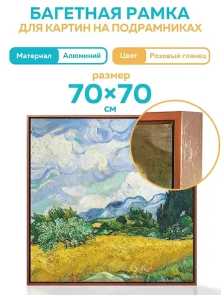 Металлическая багетная рамка 70х70 см