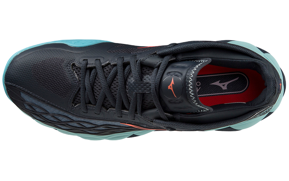 Мужские кроссовки теннисные Mizuno Wave Enforce Tour CC - collegiate blue/soleil/tanager turquoise