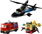 Конструктор LEGO City 60462 Вертолет, пожарная машина и подводная лодка