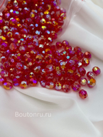Бусины акриловые гранёные круглые красные 500 грамм (±5гр)