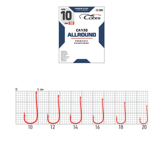 Крючки Cobra ALLROUND CA120 №14, 10 шт.