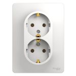 Schneider Electric Glossa Белый Розетка 2-местная с заземляющими контактами в сборе с рамкой IP20 скрытая установка GSL000124