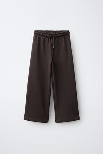 ZARA БРЮКИ-ДЖОГГЕРЫ WIDE LEG, КОРИЧНЕВЫЙ