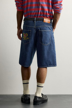 ZARA - FRUIT OF THE LOOM™ ДЖИНСОВЫЕ ШОРТЫ С НАШИВКОЙ, ИНДИГО