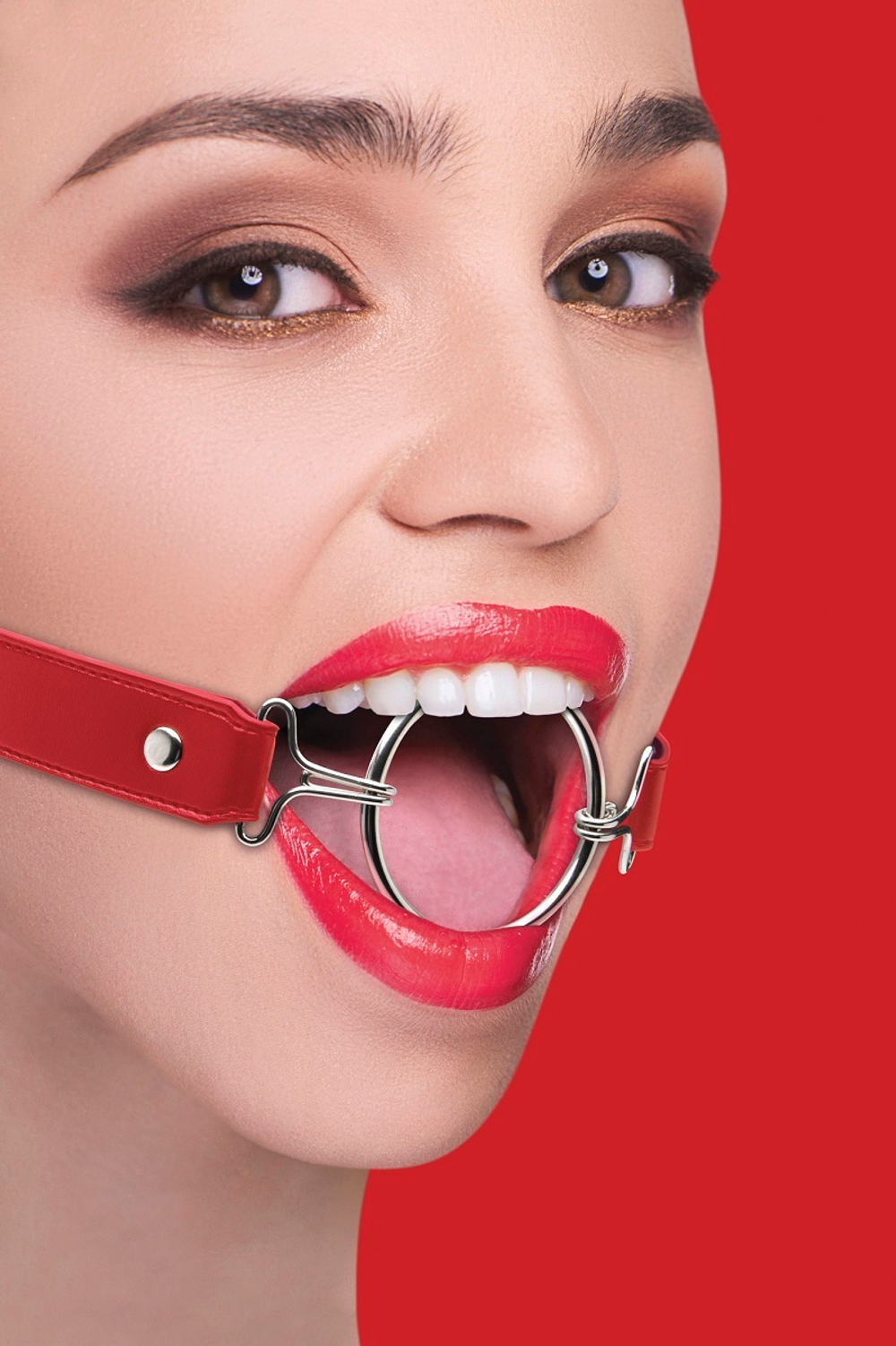Расширяющий кляп Ring Gag XL с красными ремешками (Цвет: красный)