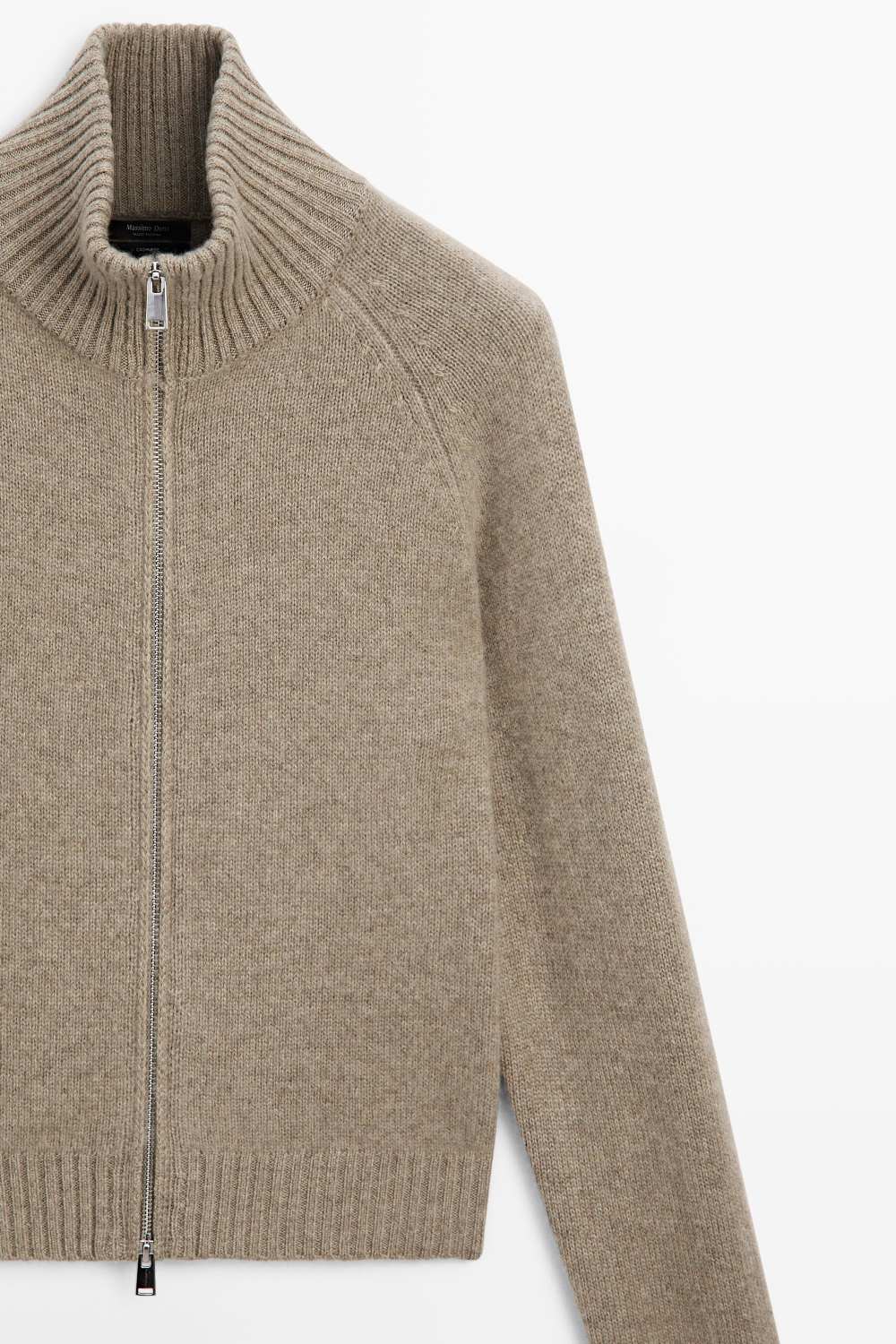 Massimo Dutti Кардиган из 100% кашемира на молнии, мышино-серый