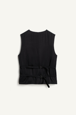ZARA ДВУСТОРОННИЙ ЖИЛЕТ В ТОНКУЮ ПОЛОСКУ, БЕЛЫЙ/ЧЕРНЫЙ