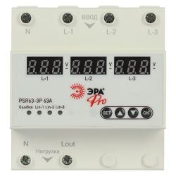 Реле выбора фазы ЭРА PRO PSR63-3P РВФ 63А | Вспомогательные элементы и аксессуары