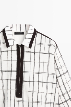 Massimo Dutti Рубашка в клетку из смесового хлопка, белый