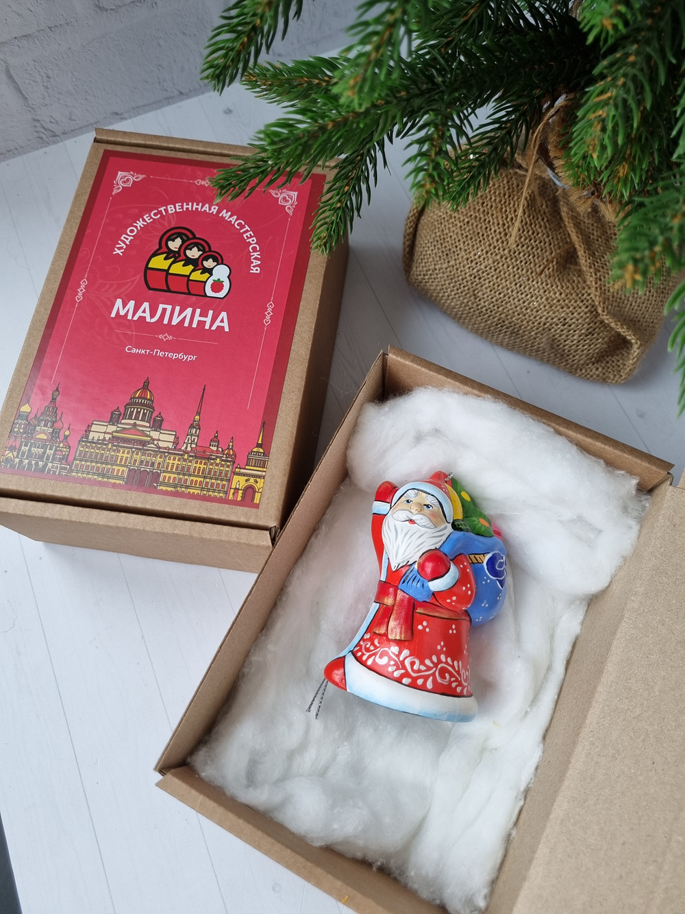Дед мороз ёлочная игрушка из фарфора