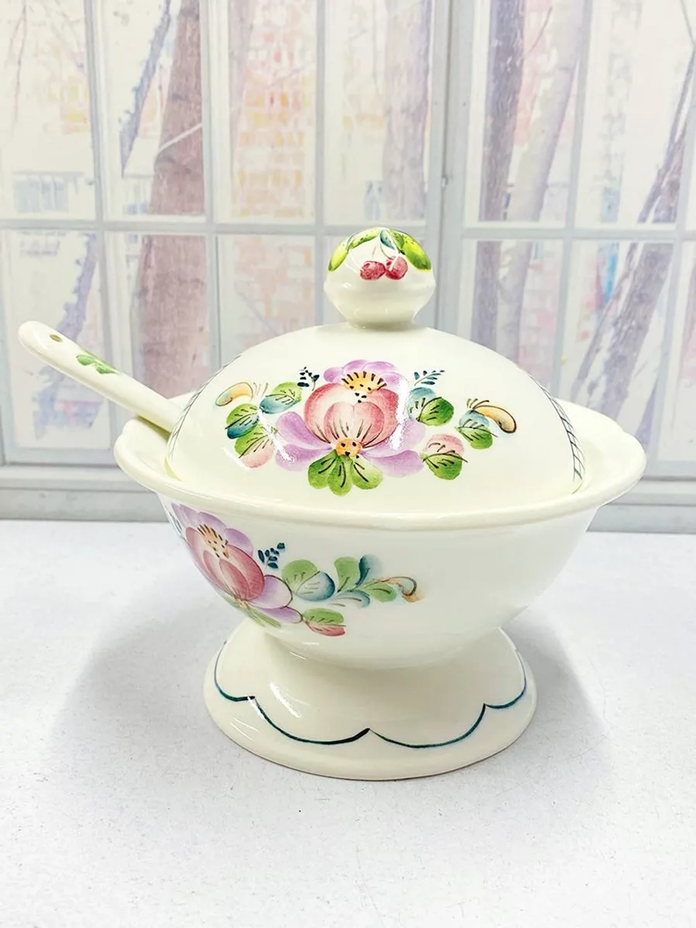 Сахарница с ложкой из фаянса Мая