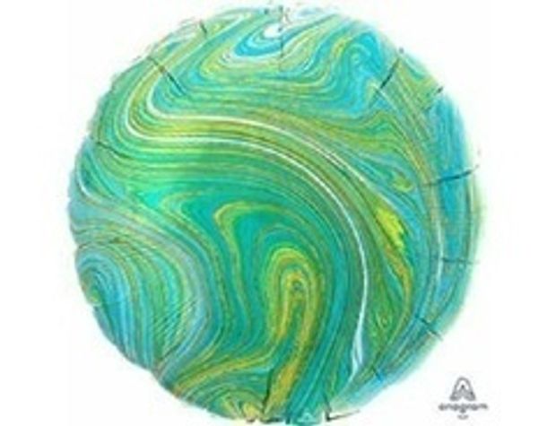 AN Шар круг 18" Мрамор Blue Green зеленый (БГ-15)