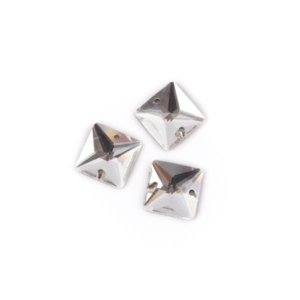 Стразы стекло 12х12 мм, 15 шт (5х3 шт), №01 белый (Crystal), Zlatka ZRSE-0212