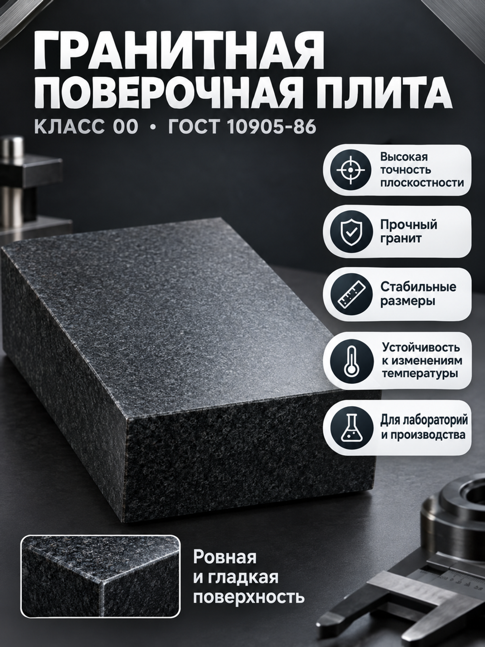 Плита поверочная гранитная 300х200х50 мм кл. 00