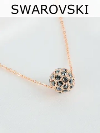 Кулон Черный шарик с кристаллами Swarovski