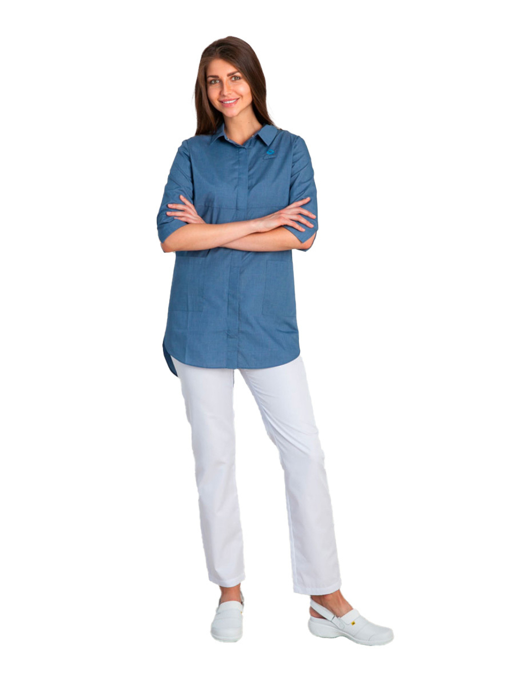 Рубашка медицинская женская White Wears WW150, на кнопках, черный, 50