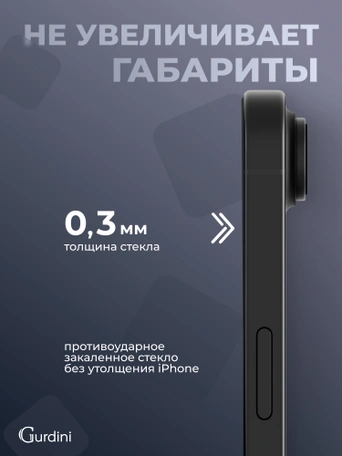 Стекло противоударное iPhone 17 Air 6.5" Gurdini 3D Premium Glass черное