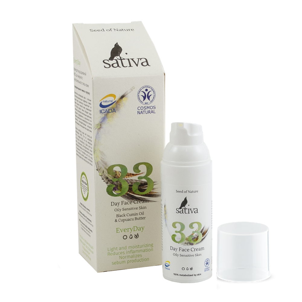 Крем Sativa №33 дневной для жирной и чувствительной кожи (50мл)