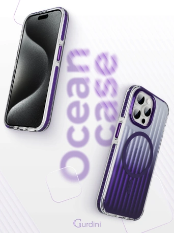 Чехол накладка iPhone 15 Pro 6.1" Gurdini Ocean Case (1) Transparent фиолетовый