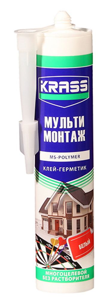 Клей-герметик KRASS многоцелевой белый MS-полимер 280мл до -15 С Клей-герметик KRASS многоцелевой белый MS-полимер 280мл до -15 С