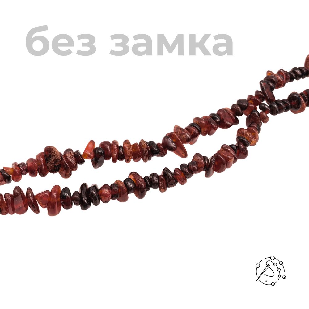 Нить бусин (крошка) из граната спессартин