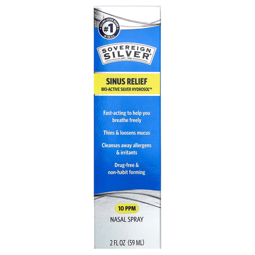 Sovereign Silver, Bio-Active Silver Hydrosol™, назальный спрей, средство для облегчения заложенности носа, 10 част./млн, 59 мл (2 жидк. унции)