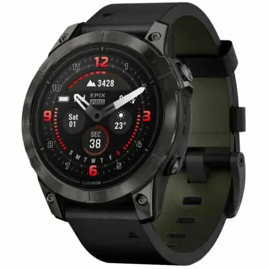 Умные часы Garmin EPIX Pro Gen 2 Sapphire Carbon Gray Black Leather Band 47mm