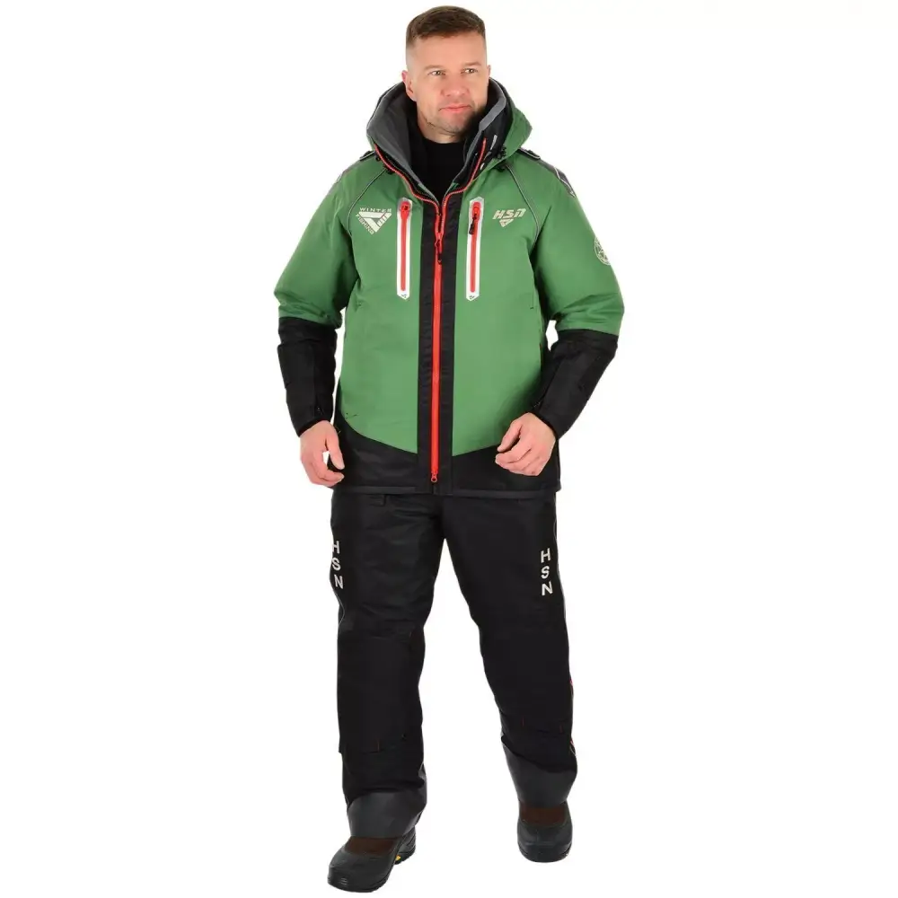 Костюм-поплавок мужской зимний "Rescuer III prosport"-45, hardguard, зеленый (красные молнии), ХСН