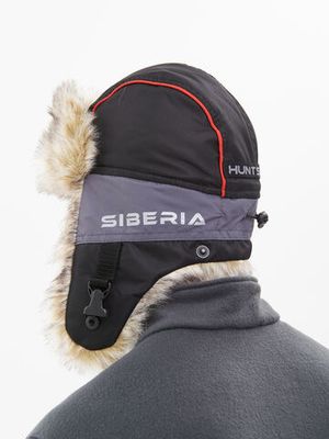Шапка ушанка зимняя Siberia ткань Breathable цвет Серый/Черный иск. мех Волк