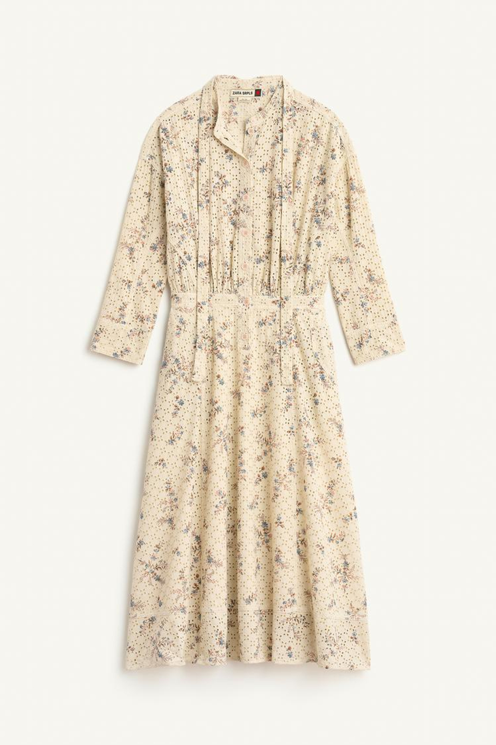 ZARA ПЛАТЬЕ-РУБАШКА МИДИ С ПРИНТОМ, ЛАЙМОВЫЙ