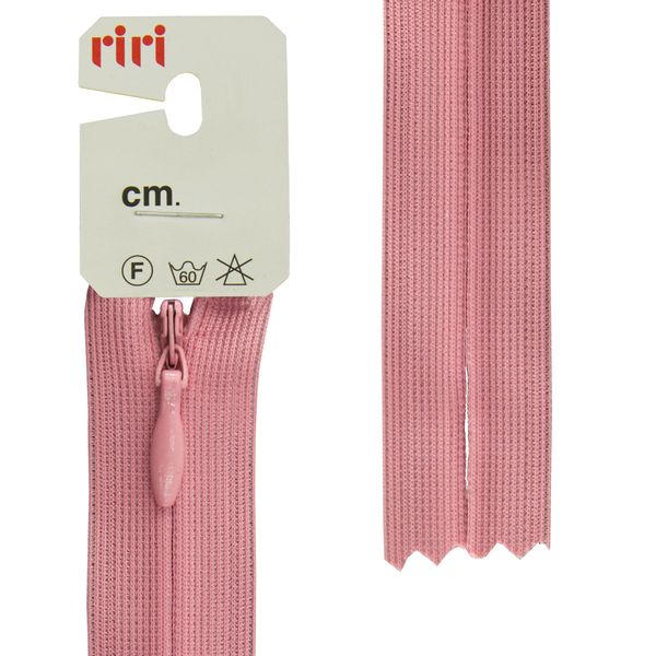 Молния потайная (скрытая) RIRI Т3 (3 мм) 1 зам., н/раз., 22 см, цв.2420, розовый хол., 10 шт
