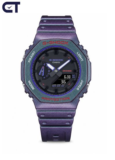 CASIO GA-2100AH-6ADR G-SHOCK мужские наручные часы — фиолетовая восьмиугольная G-SHOCK серии 2100