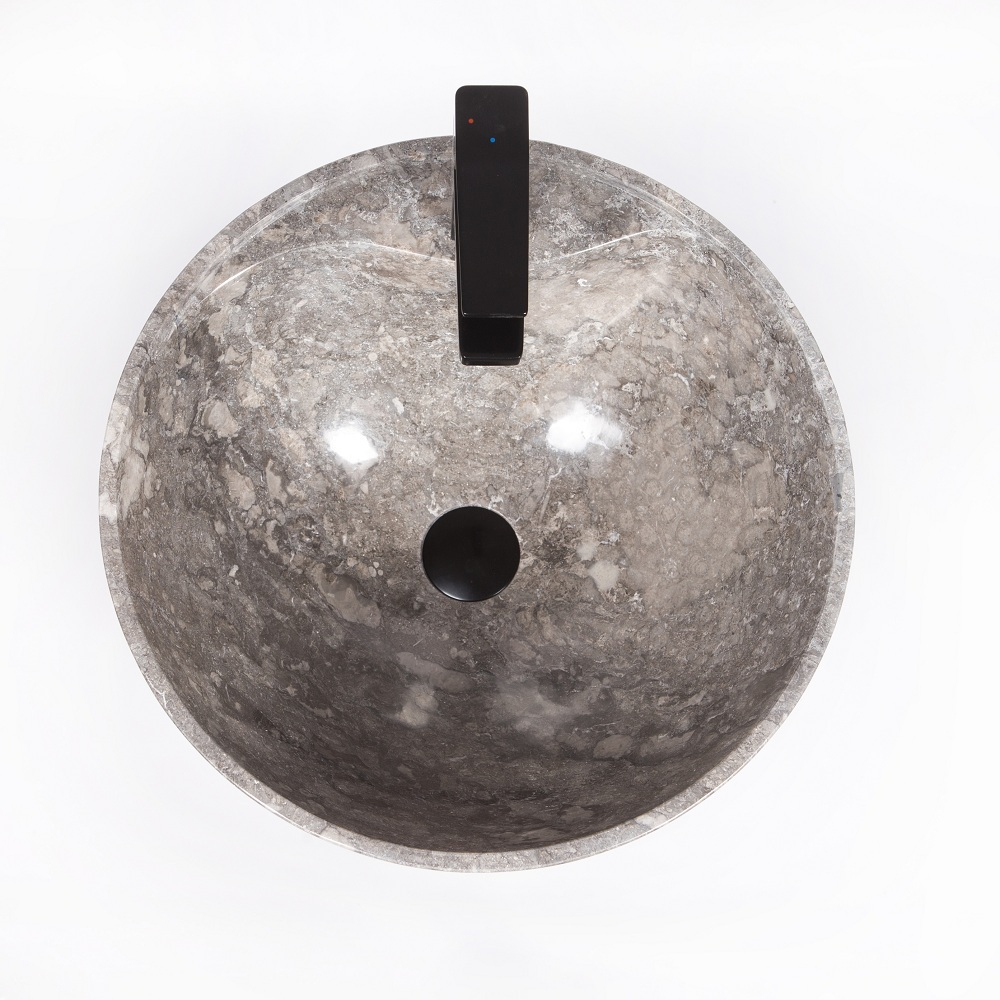 Раковина напольная из мрамора Pedestal Grey Spiral MN-03211 (45*45*90 см)
