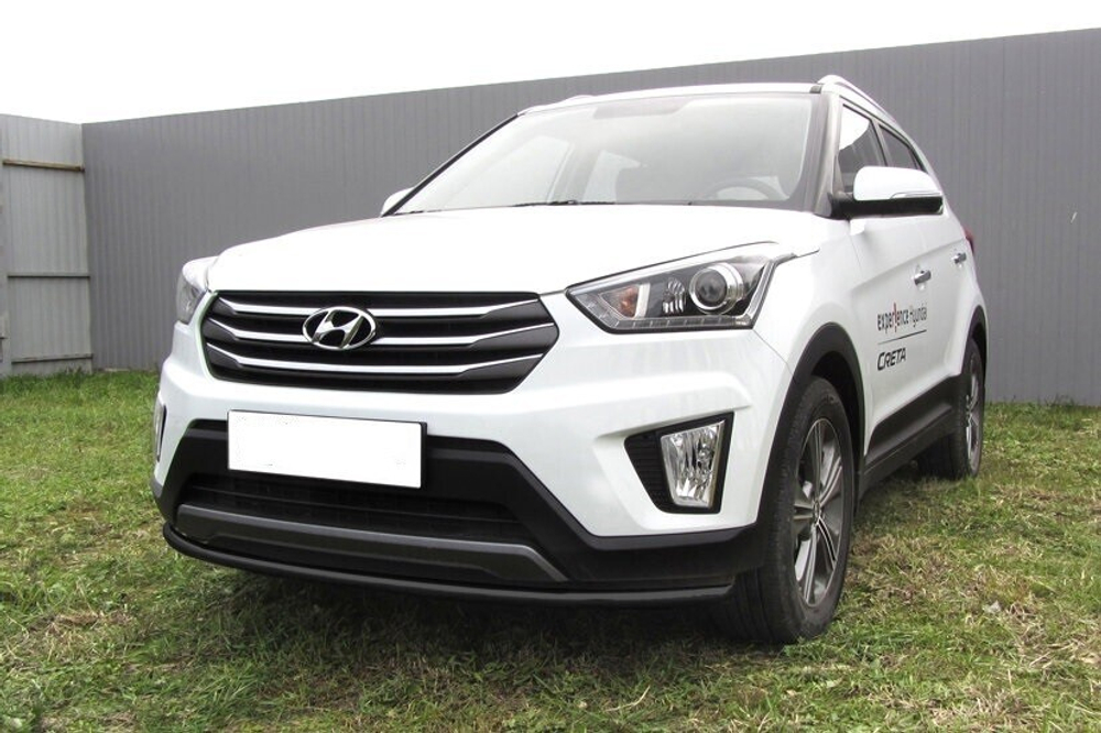 Защита переднего бампера (нержавейка) Hyundai Creta 4WD (2016-2021) d42 радиусная (черный)