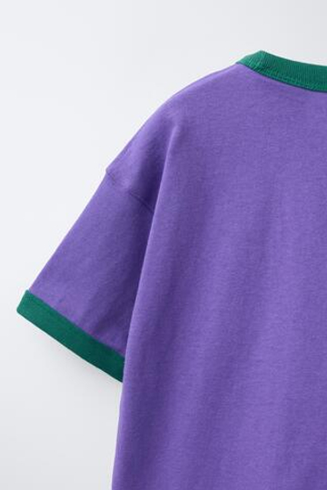 ZARA - FRUIT OF THE LOOM™ , ФУТБОЛКА С ВЫШИВКОЙ, ФИОЛЕТОВЫЙ