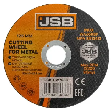 Круг отрезной по металлу и нержавеющей стали 125x1.0x22.2мм JSB JSB-CW705S